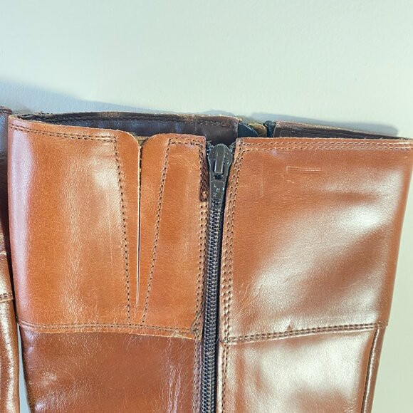 Vintage Y2K Town Shoes Brown Genuine Leather Heeled Boots With Inner Zipper - Picture 13 of 15